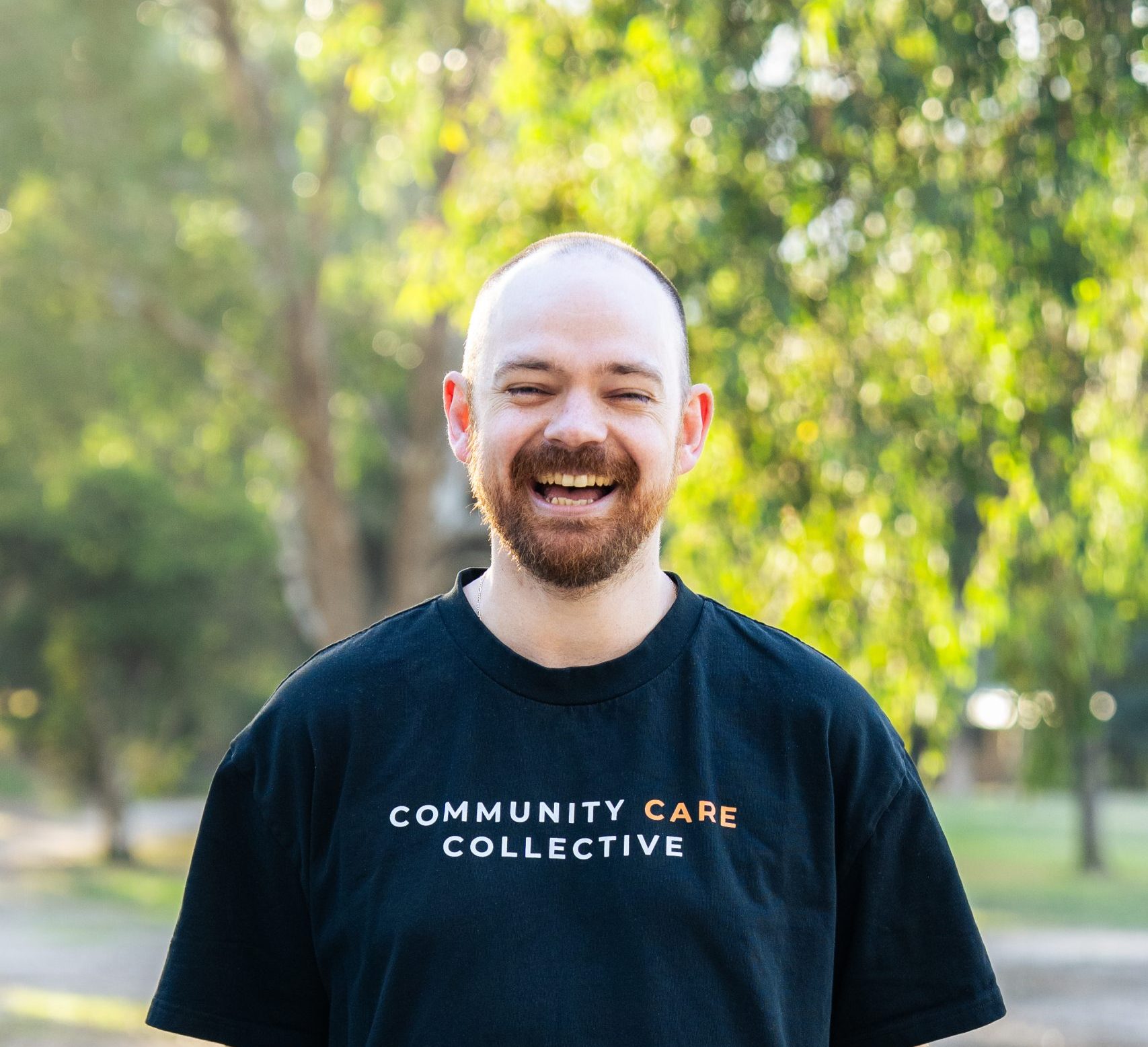 All smiles playing basketball with
